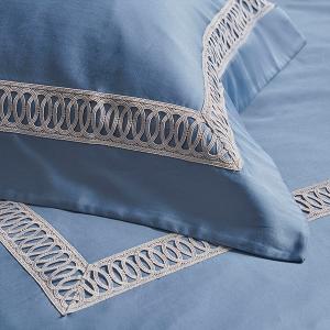 【寬庭】義大利GIZA埃及長纖棉 蕾絲寢飾四件式 | 第五樂章 爵士藍