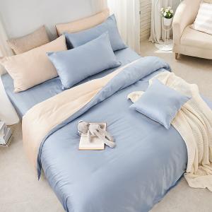 【DUYAN 竹漾】60支萊賽爾天絲雙人加大床包被套四件組 / 蔚藍空鏡 台灣製