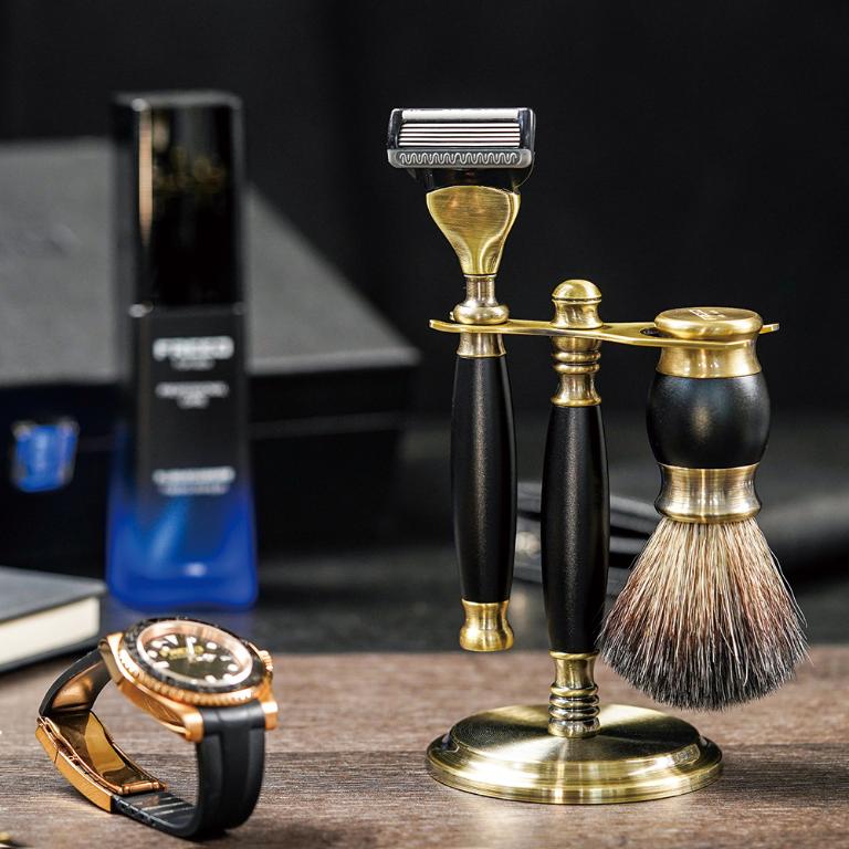 FREED 古銅系列豪華四件組五刀式刮鬍刀禮盒-極致黑