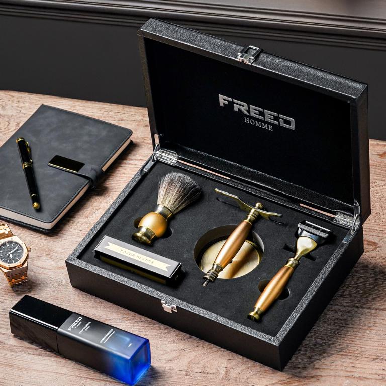 FREED 古銅系列豪華四件組五刀式刮鬍刀禮盒-阿波羅