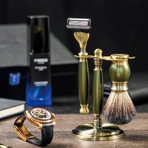 FREED 古銅系列豪華四件組五刀式刮鬍刀禮盒-大地綠