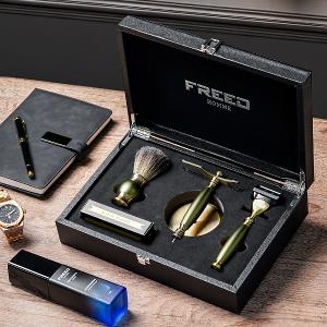 FREED 古銅系列豪華四件組五刀式刮鬍刀禮盒-大地綠