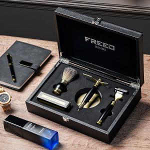 FREED 古銅系列豪華四件組五刀式刮鬍刀禮盒-極致黑