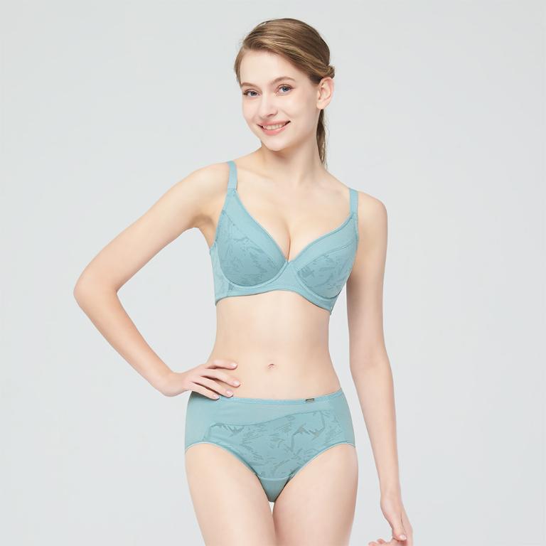 【思薇爾】幾何洞感系列M-3XL涼感透氣中腰三角女內褲(青石藍)
