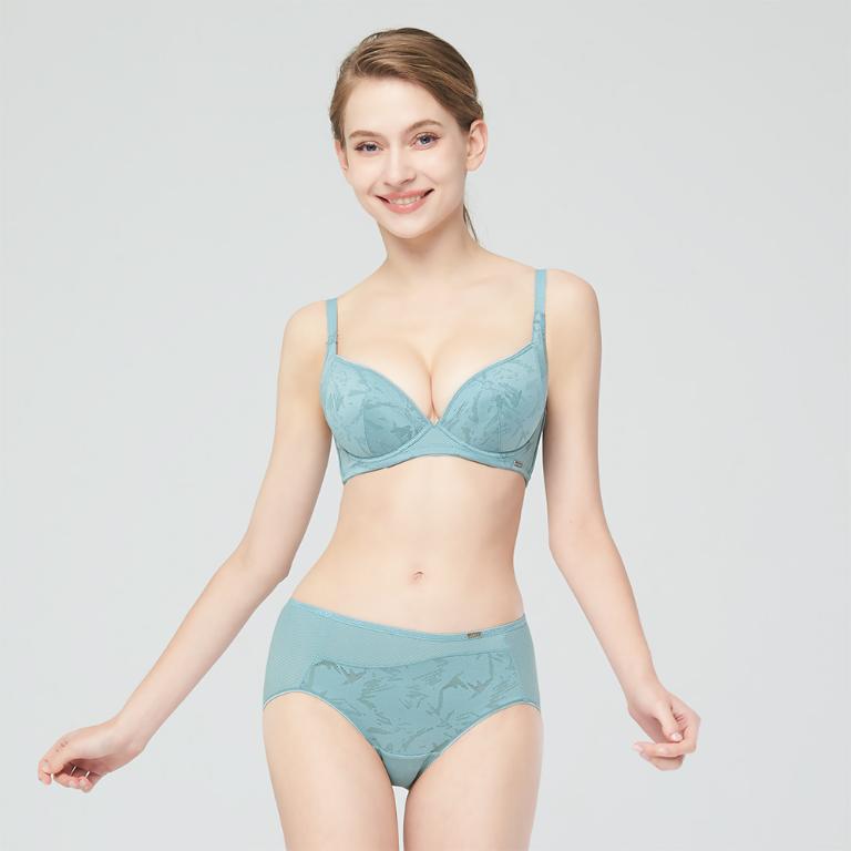 【思薇爾】幾何洞感系列M-3XL涼感透氣中腰三角女內褲(青石藍)