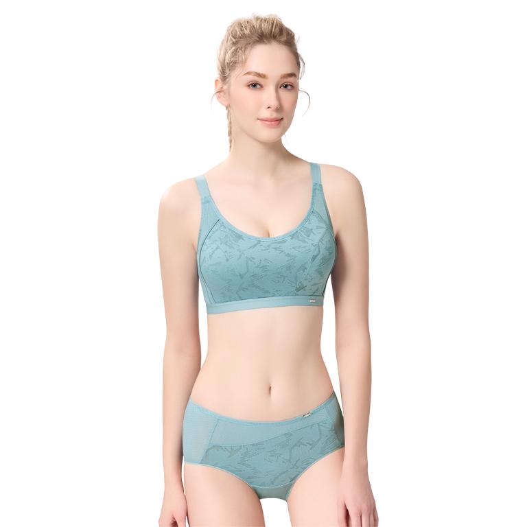 【思薇爾】幾何洞感系列M-3XL涼感透氣中腰三角女內褲(青石藍)