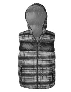 JORDON 男款格紋連帽超輕羽絨背心
