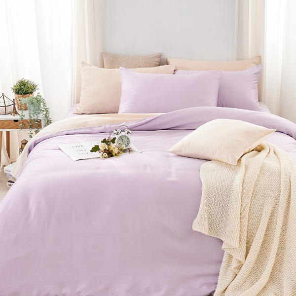 【DUYAN 竹漾】60支萊賽爾天絲單人二件組+雙人鋪棉兩用被 / 幻紫凝香 台灣製