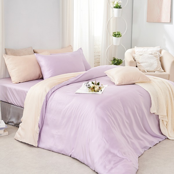 【DUYAN 竹漾】60支萊賽爾天絲單人二件組+雙人鋪棉兩用被 / 幻紫凝香 台灣製