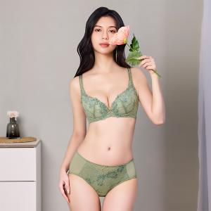 【思薇爾】撩波生命之花系列G-H罩涼感蕾絲集中包覆大罩女內衣(焙茶綠)