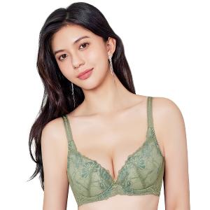 【思薇爾】撩波生命之花系列G-H罩涼感蕾絲集中包覆大罩女內衣(焙茶綠)