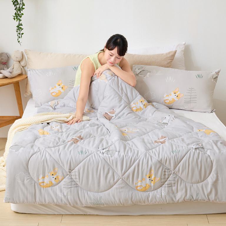 【DUYAN 竹漾】雙溫感 石墨烯天絲四季被 / 跑跑柯基 台灣製