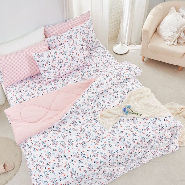 【DUYAN 竹漾】舒柔棉 單人床包羽絲絨被組/ 沁心花漾