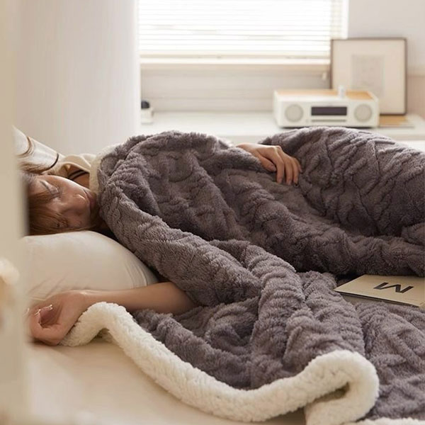 【DUYAN 竹漾】韓系麻花牛奶絨 雙層加厚被毯 / 霧灰