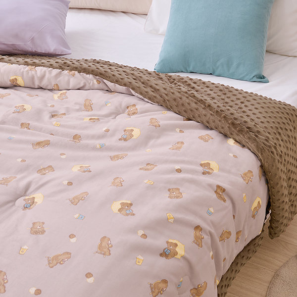 【DUYAN 竹漾】棉被 / Heat Fi / 純棉豆豆絨大豆抗菌被 / 奶咖佐熊