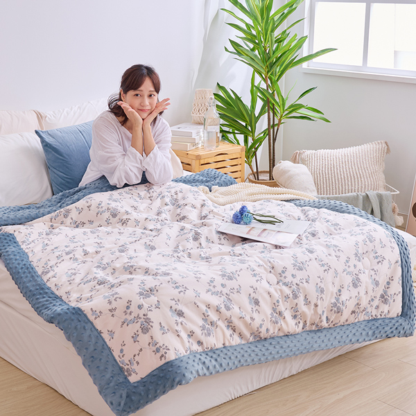 【DUYAN 竹漾】棉被 / Heat Fi / 純棉豆豆絨大豆抗菌被 / 馥郁藍朵