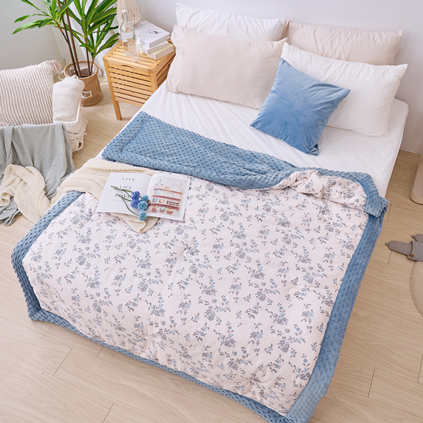 【DUYAN 竹漾】棉被 / Heat Fi / 純棉豆豆絨大豆抗菌被 / 馥郁藍朵