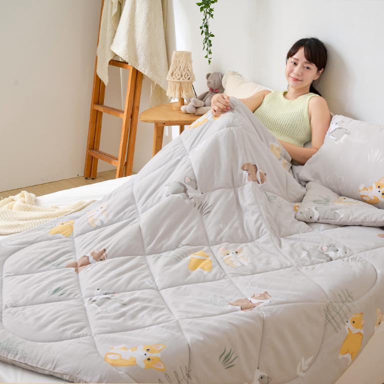【DUYAN 竹漾】雙溫感 石墨烯天絲四季被 / 跑跑柯基 台灣製