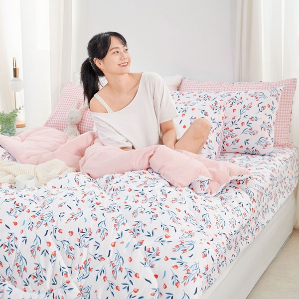 【DUYAN 竹漾】舒柔棉 雙人加大床包羽絲絨被組/沁心花漾