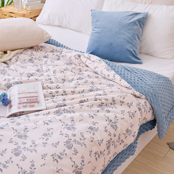 【DUYAN 竹漾】棉被 / Heat Fi / 純棉豆豆絨大豆抗菌被 / 馥郁藍朵