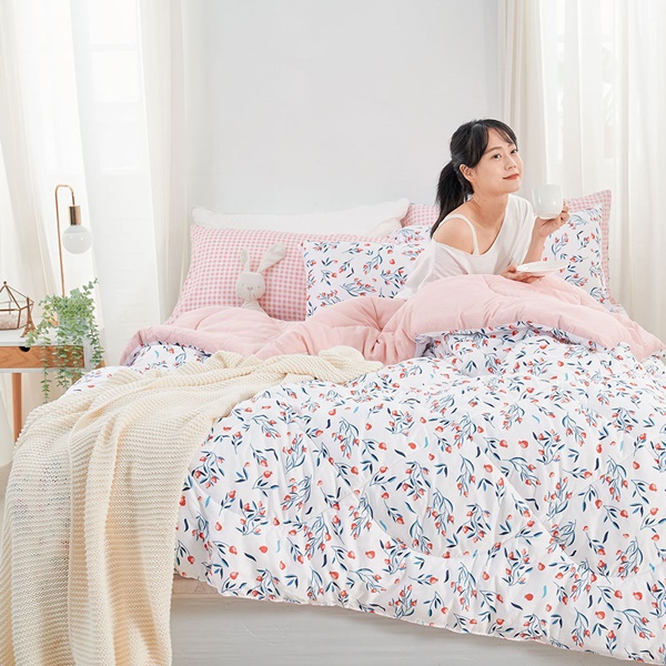 【DUYAN 竹漾】舒柔棉 單人床包羽絲絨被組/ 沁心花漾