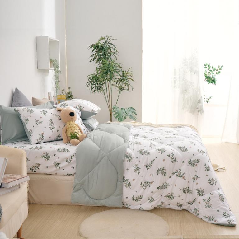 【DUYAN 竹漾】舒柔棉 單人床包羽絲絨被組 /  抹綠之森 台灣製