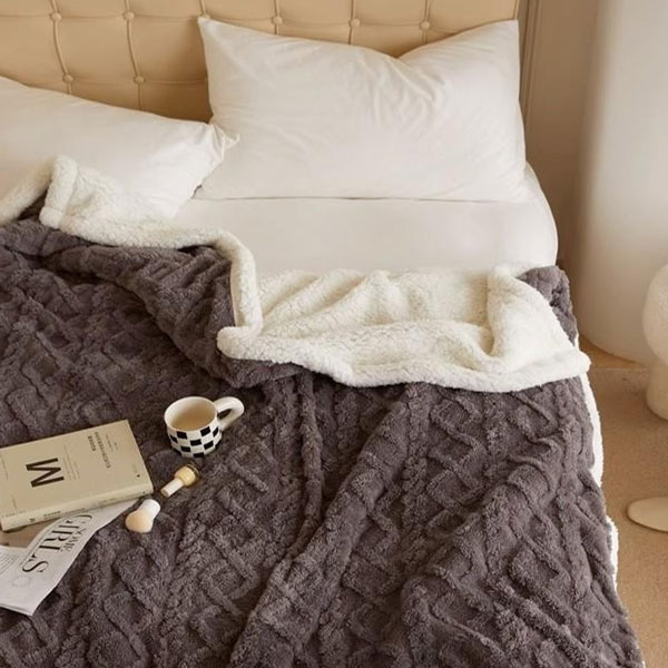 【DUYAN 竹漾】韓系麻花牛奶絨 雙層加厚被毯 / 霧灰