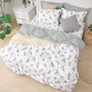 【DUYAN 竹漾】舒柔棉 單人床包羽絲絨被組 /  抹綠之森 台灣製
