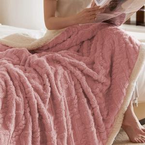 【DUYAN 竹漾】韓系麻花牛奶絨 雙層加厚被毯 / 玫瑰棕