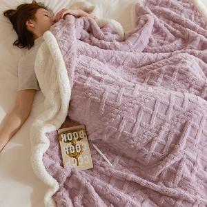 【DUYAN 竹漾】韓系麻花牛奶絨 雙層加厚被毯 / 星空紫