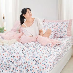 【DUYAN 竹漾】舒柔棉 雙人床包羽絲絨被組/沁心花漾