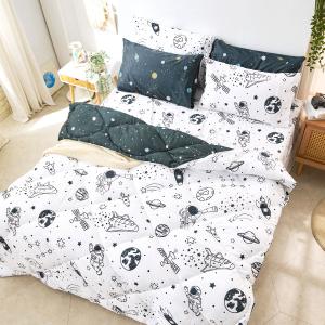 【DUYAN 竹漾】舒柔棉 單人床包羽絲絨被組/星旅太空