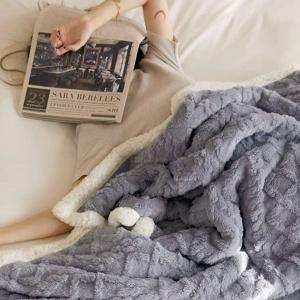 【DUYAN 竹漾】韓系麻花牛奶絨 雙層加厚被毯 / 霧灰藍