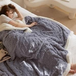 【DUYAN 竹漾】韓系麻花牛奶絨 雙層加厚被毯 / 霧灰藍