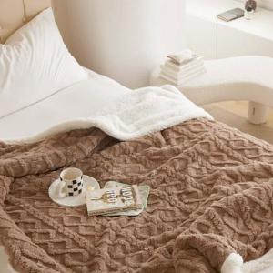 【DUYAN 竹漾】韓系麻花牛奶絨 雙層加厚被毯 / 摩卡咖啡