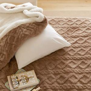 【DUYAN 竹漾】韓系麻花牛奶絨 雙層加厚被毯 / 摩卡咖啡