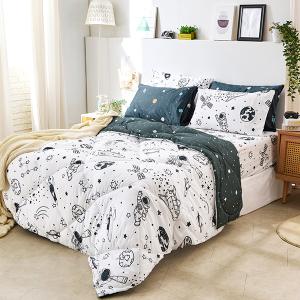 【DUYAN 竹漾】舒柔棉 雙人床包羽絲絨被組/星旅太空