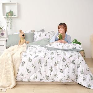 【DUYAN 竹漾】舒柔棉 雙人床包羽絲絨被組 /  抹綠之森 台灣製