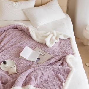 【DUYAN 竹漾】韓系麻花牛奶絨 雙層加厚被毯 / 星空紫