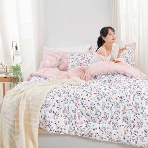 【DUYAN 竹漾】舒柔棉 單人床包羽絲絨被組/ 沁心花漾