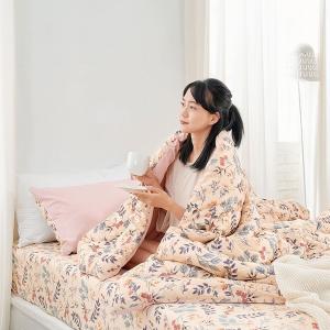 【DUYAN 竹漾】舒柔棉 雙人床包羽絲絨被組/秘葉花季