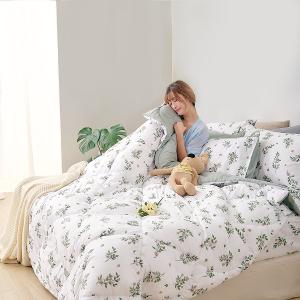 【DUYAN 竹漾】舒柔棉 單人床包羽絲絨被組 /  抹綠之森 台灣製