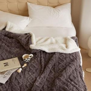 【DUYAN 竹漾】韓系麻花牛奶絨 雙層加厚被毯 / 霧灰