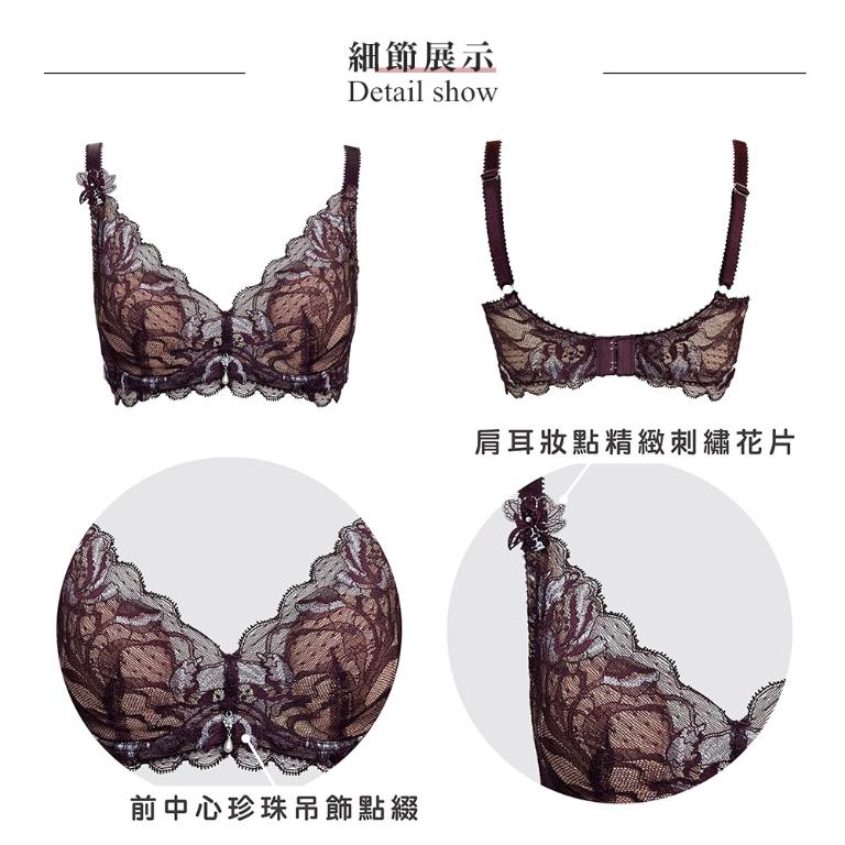 【思薇爾】翡花香宴系列C-D罩軟鋼圈兔耳杯薄襯蕾絲刺繡女內衣(醉花紫)
