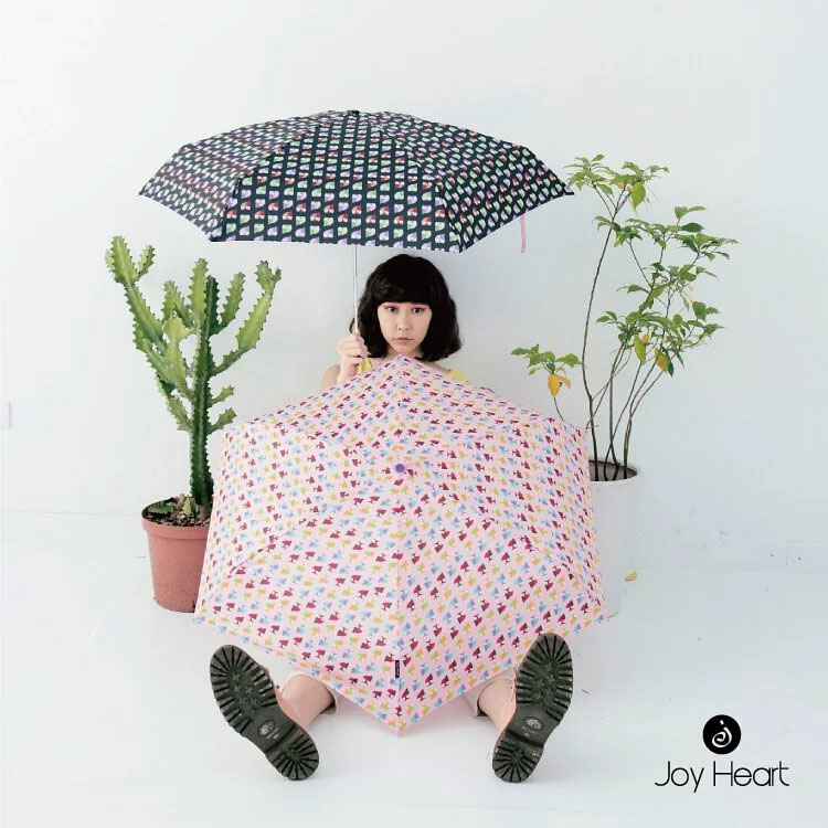 Joy Heart｜三折超細自動快乾晴雨傘-可愛貓頭鷹(粉)
