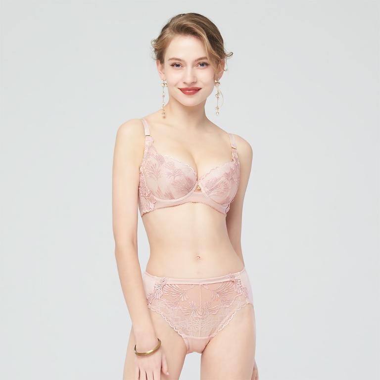 【思薇爾】琉光星燦系列M-XXL蕾絲刺繡中腰三角女內褲(霧荷粉)