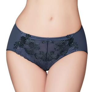 【思薇爾】琉光星燦系列M-XXL蕾絲刺繡中腰三角女內褲(星洋藍)