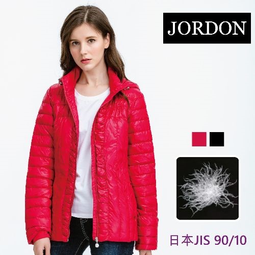 JORDON 輕時尚 連帽腰帶羽絨夾克