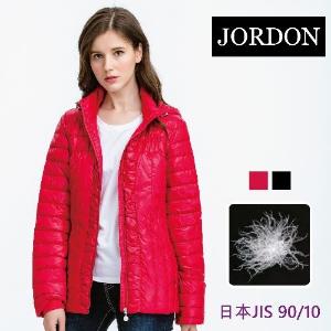 JORDON 輕時尚 連帽腰帶羽絨夾克