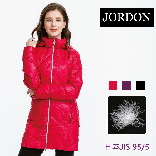 JORDON 摩登女款超輕撥水羽絨長版外套